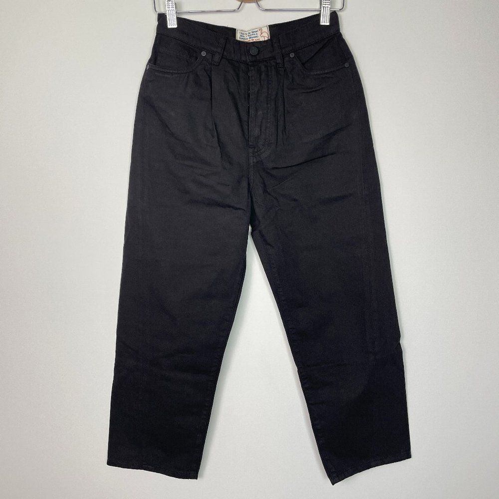 Free People x Sandrine Rose High Rise Wide Leg Cotton Jeans Button Fly Black 27